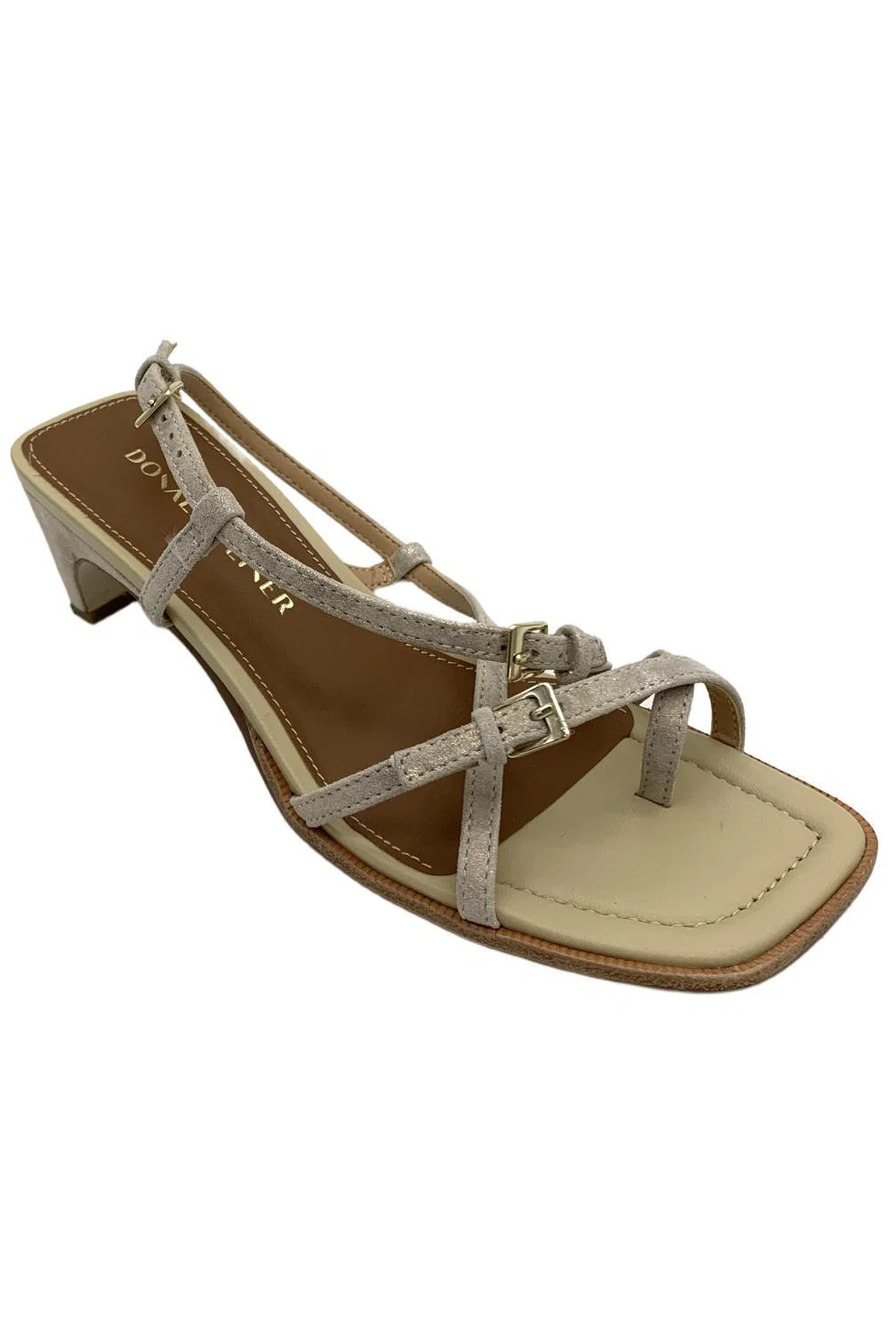 Donald Pliner Women's Daffney Heeled Suede Sandals Platino - Medium